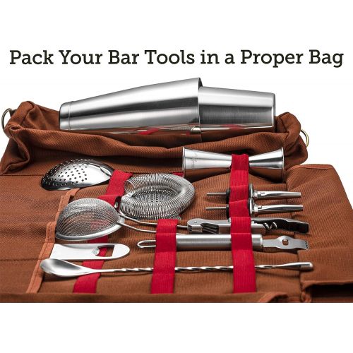  [아마존베스트]Mixology & Craft Travel Bartender Kit Bag | Professional 17-piece Bar Tool Set with Stylish Portable Bar Bag and Shoulder Strap for Easy Carry and Storage | Best Travel Bar Set for Home Cocktail Ma