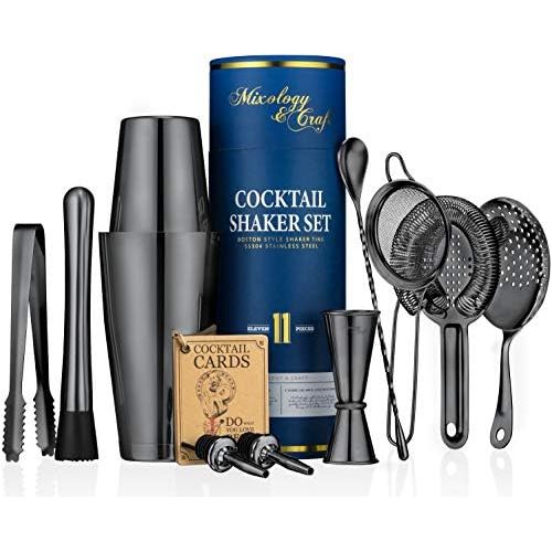  [아마존베스트]Mixology & Craft 11-piece Cocktail Shaker Set | Mixology Bartender Kit with Weighted Boston Shaker and Bar Tools Set For Home or Professional Bartending | Best Cocktail Set for Awesome Drink Mixing