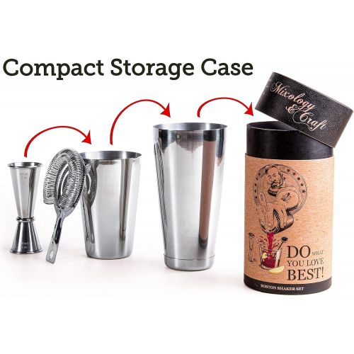  [아마존베스트]Mixology & Craft Cocktail Shaker Boston Shaker Set: Professional Weighted Martini Shakers, Cocktail Strainer and Japanese Jigger | Portable Bar Shaker Set for Drink Mixer Bartending | Exclusive Rec