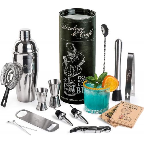  [아마존베스트]Mixology & Craft Mixology Bartender Kit: 14-Piece Cocktail Shaker Set - Bar Tool Set For Home and Professional Bartending - Martini Shaker Set with Drink Mixing Bar Tools - Exclusive Cocktail Picks