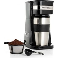 Mixpresso Personal Single-Serve Coffee Maker & 14oz Travel Mug, Drip Small Coffee Maker & Tumbler, Auto Shut Off & Reusable Filter, Compatible with Coffee Grounds