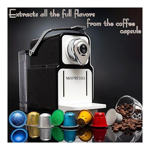  Mixpresso Espresso Machine for Nespresso Compatible Capsule, Single Serve Coffee Maker Programmable for Espresso Pods, Premium Italian 19 Bar High Pressure Pump 23oz 1400w Black Coffee Maker