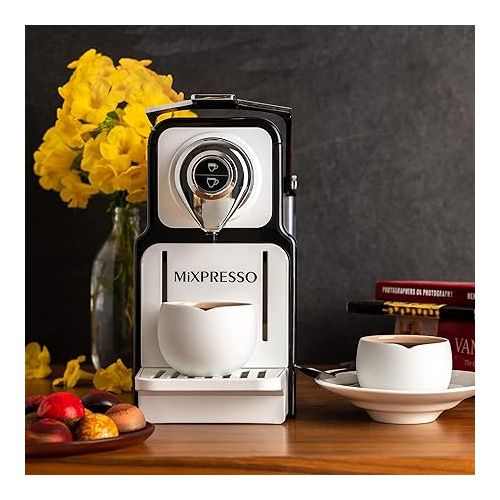  Mixpresso Espresso Machine for Nespresso Compatible Capsule, Single Serve Coffee Maker Programmable for Espresso Pods, Premium Italian 19 Bar High Pressure Pump 23oz 1400w Black Coffee Maker