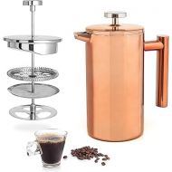 Mixpresso Stainless Steel French Press Coffee Maker 27 Oz 800L Double Wall Metal Insulation Coffee Press & Tea Brewer Easy Clean & Easy Press, Strong Quality Coffee Press Copper