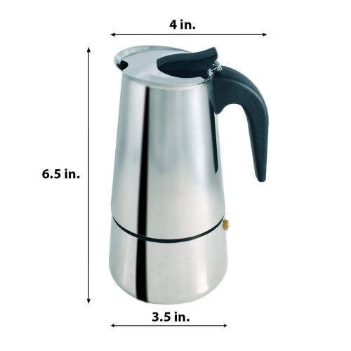  4 Cup Coffee Maker Stovetop Espresso Coffee Maker Moka Coffee Pot with Coffee Percolator Design Stainless Steel - by Mixpresso (7 Ounces)