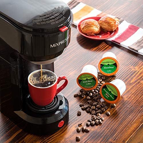 Mixpresso 2 in 1 Coffee Brewer, Single Serve Coffee Maker K Cup Compatible & Ground Coffee, Personal Coffee Maker ,Compact Size Mini Coffee Maker, Quick Brew Technology (14 oz) (bl