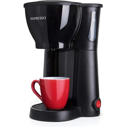  Mixpresso Mini Compact Drip coffee Maker With Brewing Basket, Black Small coffee Pot, One Cup Brew, Gift For Men And Women (10.5oz)