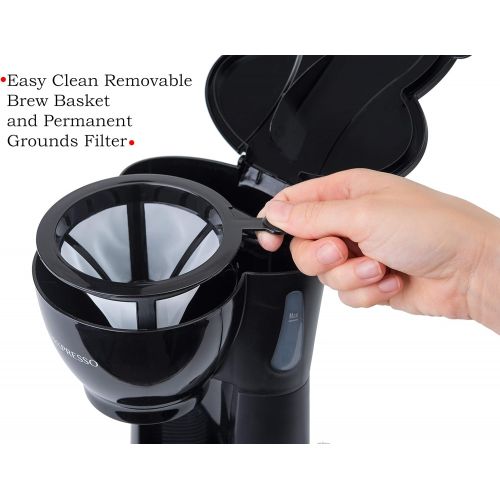  Mixpresso Mini Compact Drip coffee Maker With Brewing Basket, Black Small coffee Pot, One Cup Brew, Gift For Men And Women (10.5oz)