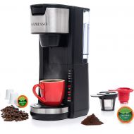Mixpresso Single Serve 2 in 1 Coffee Brewer K-Cup Pods Compatible & Ground Coffee,Compact Coffee Maker Single Serve With 30 oz Detachable Reservoir, 5 Brew Size and Adjustable Drip