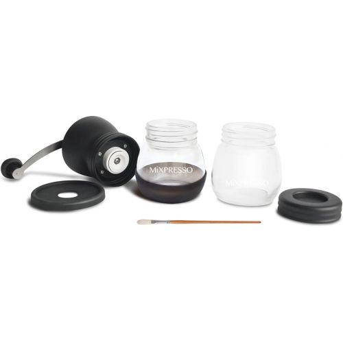  Manual Coffee Grinder Set, Hand Coffee Mill With Conical Ceramic Burr Two Glass Jars And Soft Brush For Coffee Beans & Spices by Mixpresso