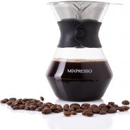 [아마존베스트]Pour Over Coffee Maker Glass Carafe Borosilicate White Real Wood Sleeve | Pour Over Coffee Dripper Brewer - by Mixpresso - (13.5 Ounces)