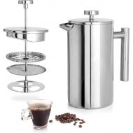 Mixpresso Stainless Steel French Press Coffee Maker 27 Oz 800 ml, Double Wall Metal Insulation Coffee Press &Tea Brewer Easy Clean, And Easy Press, Strong Quality Coffee Press (Sta