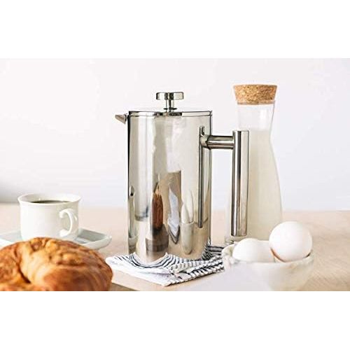  Mixpresso Stainless Steel French Press Coffee Maker 27 Oz 800 ml, Double Wall Metal Insulation Coffee Press &Tea Brewer Easy Clean, And Easy Press, Strong Quality Coffee Press (Sta