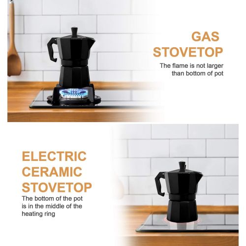  Mixpresso Aluminum Moka stove coffee maker With A Mug, Moka Pot Coffee Maker for Gas or Electric Stove Top, Classic Italian Coffee Maker, Espresso Greca Coffee Maker Brewer Percola