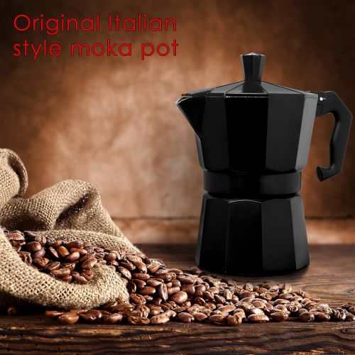  Mixpresso Aluminum Moka stove coffee maker With A Mug, Moka Pot Coffee Maker for Gas or Electric Stove Top, Classic Italian Coffee Maker, Espresso Greca Coffee Maker Brewer Percola