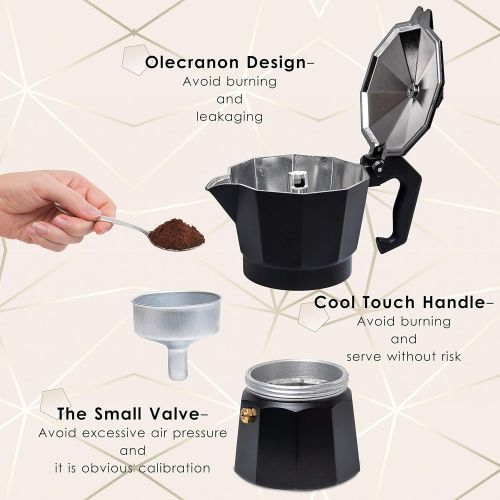  Mixpresso Aluminum Moka stove coffee maker, Moka Pot Coffee Maker for Gas or Electric Stove Top, Classic Italian Coffee Maker, Espresso Maker Stovetop, Excellent Camping Coffee Pot