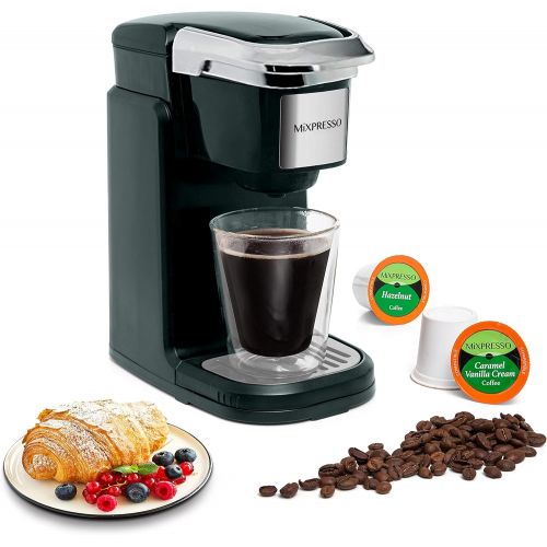  [아마존베스트]Mixpresso Single Cup Coffee Maker | Personal, Single Serve Coffee Brewer Machine, Compatible with Single-Cups | Quick Brew Technology, Programmable Features, One Touch Function (Bl