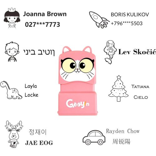  [아마존베스트]MiyaCstm Stampers for Kids Self-Ink, Art Supplies, Personalized Gifts, 2 Rabbit Color Designs 20 Icons and 7 Fonts