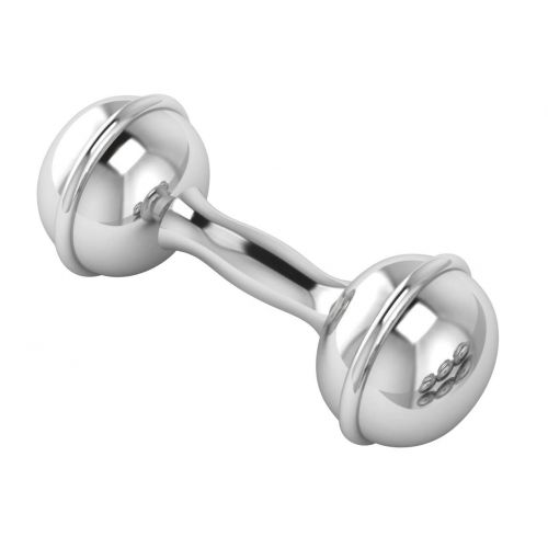  Miza Sterling Silver Baby Rattle, Dumbbell