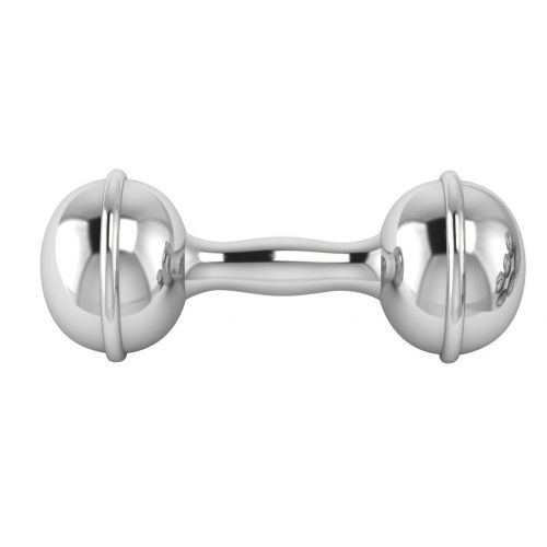  Miza Sterling Silver Baby Rattle, Dumbbell