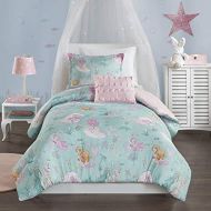 [아마존베스트]Mizone Kids Mi Zone Kids Darya Comforter Mermaid Clam Shell Sea Ocean Whale Fish Printed Scale Pillow Ultra-Soft Overfilled Down Alternative Hypoallergenic All Season Bedding-Set, Twin, Aqua/P