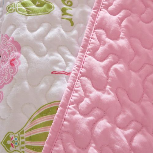  [아마존베스트]Mizone Kids Mi Zone Kids Bonjour Twin Bedding for Girls Quilt Set - Pink, French Paris  3 Piece Kids Girls Quilts  Ultra Soft Microfiber Quilt Sets Coverlet