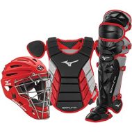 Mizuno Samurai Youth Baseball Boxed Catcher's Gear Set, Black-Red, 14