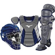 Mizuno Samurai Youth Baseball Boxed Catcher's Gear Set, Grey-Navy, 14