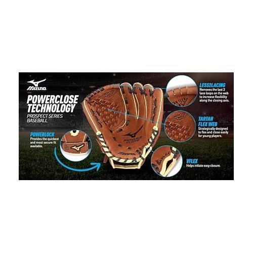 미즈노 Mizuno GPP900Y3 Prospect Series PowerClose Baseball Gloves, 9