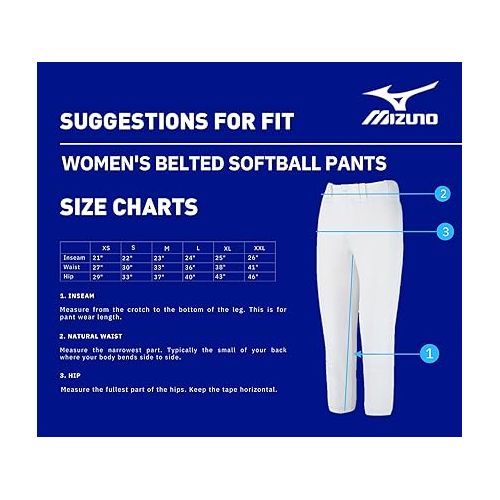 미즈노 Mizuno Adult Women's Belted Low Rise Fastpitch Softball Pant