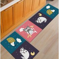 Mjia Rugs Kitchen Mats Non Slip Kitchen Rugs Doormat,2PCS Cartoon Small Animal 7MM Thickness Carpet,50X80+50X160cm,Area Floor Mats Bedroom Anti-Fatigue Carpet Cushioned Door Mats Sets