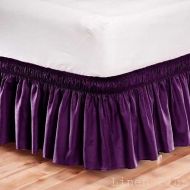 Mk Elastic Bed Skirt Dust Ruffle Easy Fit /Queen Size /Purple