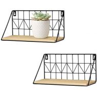 [아마존 핫딜] [아마존핫딜]Mkono 2 Set Floating Shelves Wall Mounted Rustic Metal Wire Storage Shelves for Picture Frames, Collectibles, Decorative Items, Great for Living Room, Office, Bedroom, Bathroom, Ki
