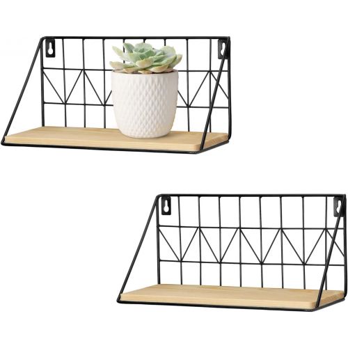  [아마존 핫딜] [아마존핫딜]Mkono 2 Set Floating Shelves Wall Mounted Rustic Metal Wire Storage Shelves for Picture Frames, Collectibles, Decorative Items, Great for Living Room, Office, Bedroom, Bathroom, Ki