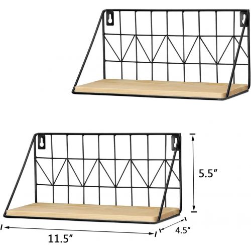  [아마존 핫딜] [아마존핫딜]Mkono 2 Set Floating Shelves Wall Mounted Rustic Metal Wire Storage Shelves for Picture Frames, Collectibles, Decorative Items, Great for Living Room, Office, Bedroom, Bathroom, Ki