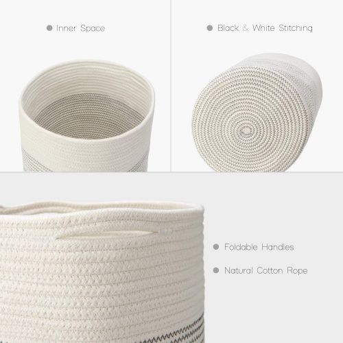  Mkono Cotton Rope Plant Basket Modern Indoor Planter Up to 11 Inch Pot Woven Storage Organizer with Handles Home Decor, 12 x 12