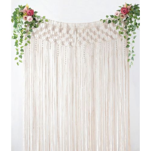  Mkono Macrame Curtain Wall Hanging Boho Wedding Backdrop, 29 W x 80 L
