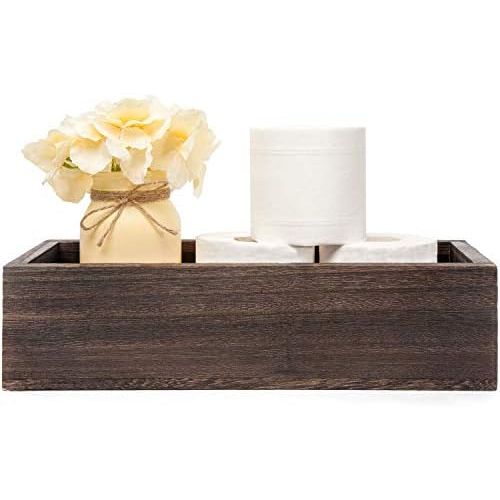  Visit the Mkouo Store Mkono Bathroom Decoration Box Toilet Paper Holder Wooden Tank Box Storage Basket Bathroom Kitchen Table Counter Farmhouse Rustic Home Decor