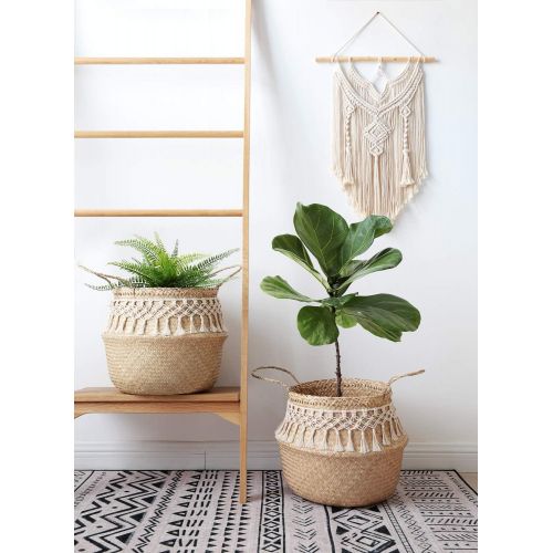  Visit the Mkouo Store Mkouo Macrame Wall Hanging Woven Tapestry