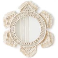Visit the Mkouo Store Mkouo Hanging Wall Mirror with Macrame Fringe Round Mirror Decor for Apartment Living Room Bedroom Baby Nursery