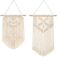 Visit the Mkouo Store Mkouo Small Macrame Wall Hanging Decor Boho Chic Bohemian Woven Home Decoration for Apartment Bedroom Living Room Gallery