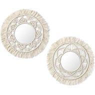 Visit the Mkouo Store Mkouo Hanging Wall Mirror with Macrame Rim Set of 2 Small Round Decoratic Boho Antique Mirror for Apartment LivingRoom Bedroom Baby Nursery, Beautiful Gift Ideas