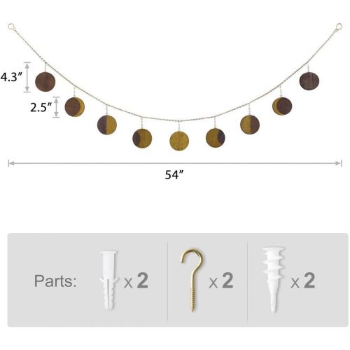  Visit the Mkouo Store Mkouo Moon Phase Garland with Chains Celestial Wall Phases, silver