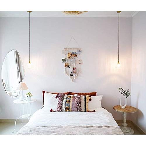  Visit the Mkouo Store Mkouo Hanging Photo Display Macrame Wall Hanging Picture Organiser