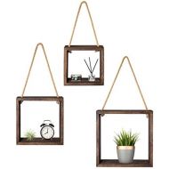 Visit the Mkouo Store Mkouo Hanging Square Floating Shelves Wall Mounted Cube Shelf Rustic Shadow Boxes Decorative Storage Organizer for Home Office Coffee Shop Set of 3 Brown