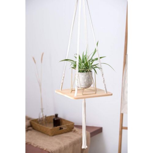  Visit the Mkouo Store Mkouo Macrame Hanging Planter, Plant Hanger, Hanging Plant Shelf, Hanging Plant Holder, Cotton Plant Hanger, Pot Hanger, Flower Pot Hanger - 45 Inches