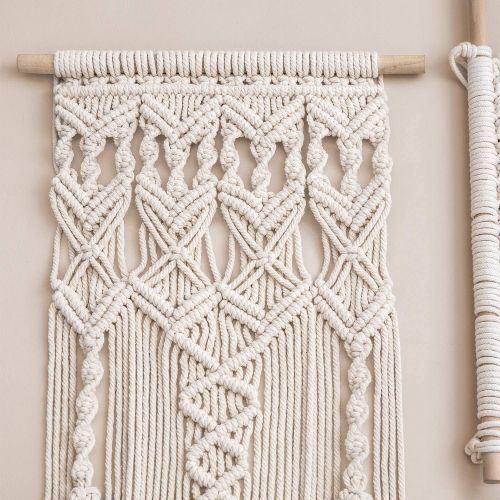  Visit the Mkouo Store Mkouo Makramee Woven Wandbehang Boho Chic Bohemian Home Geometric Art Decor - Schoene Wohnungs-Schlafsaal-Raumdekoration, 33cm x 73.6cm