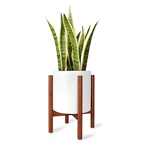  Visit the Mkouo Store Mkouo Plant Stand Mid Century Wood Flower Pot Holder, brown