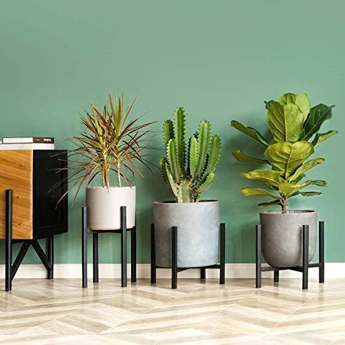  Visit the Mkouo Store Mkouo Plant Stand Mid Century Modern Tall Flower Pot Stands Metal Potted Plant Holder Indoor Outdoor Plants Display Rack, 30cm