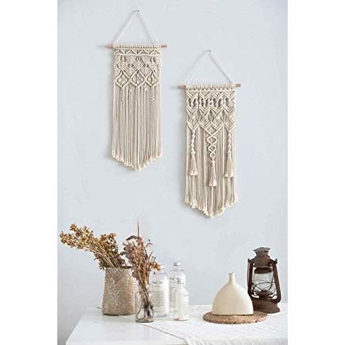  Besuchen Sie den Mkouo-Store Mkouo 2 Pcs Makramee Woven Wandbehang Boho Chic Bohemian Home Geometric Art Decor - Schoene Wohnungs-Schlafsaal-Raumdekoration, 71cm (L) x 33cm (W) and 73cm (L) x 33cm (W)